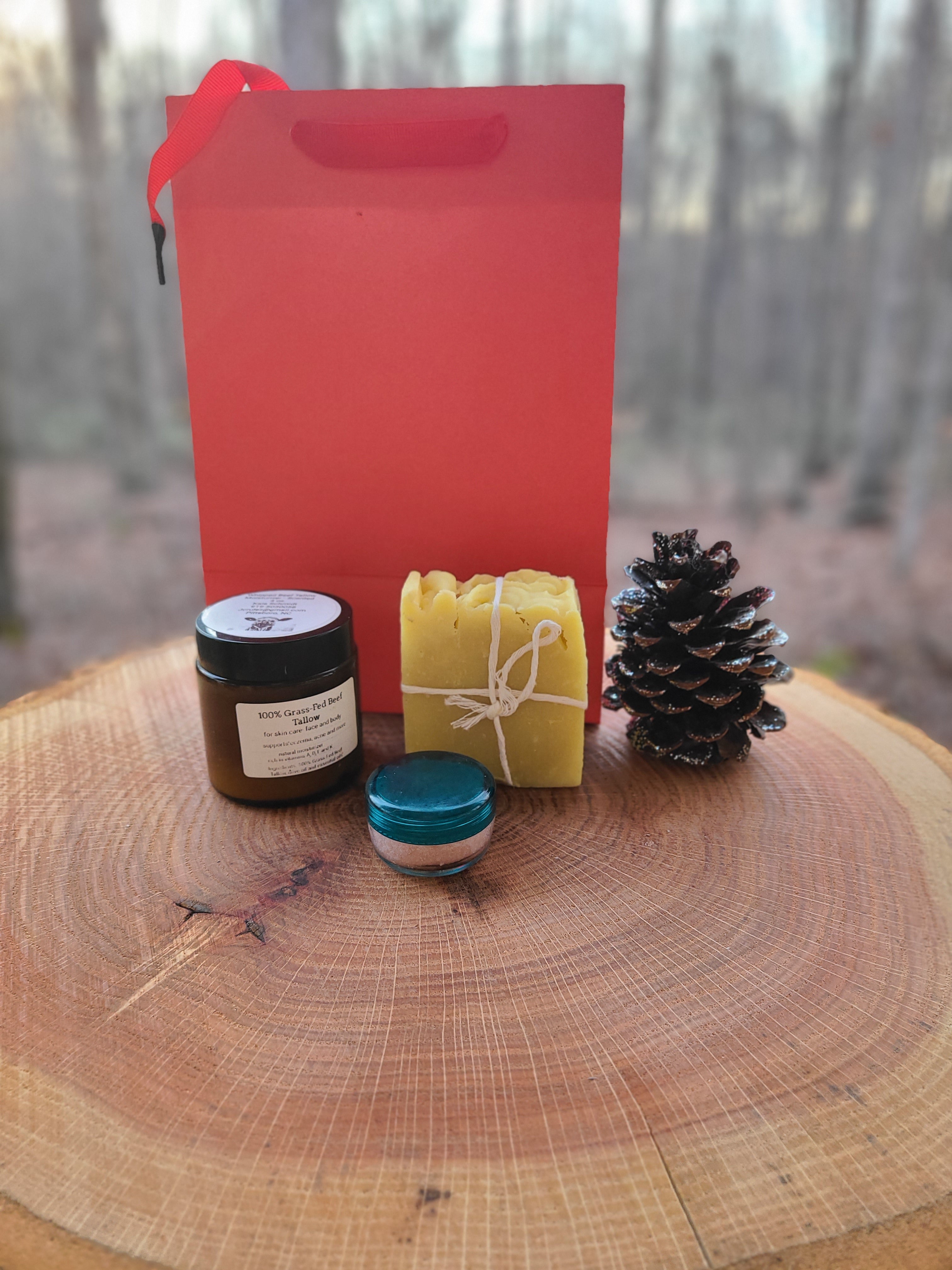 Bundle- 1 soap of choice+1 oz body scrub+4oz Tallow Moisturizer